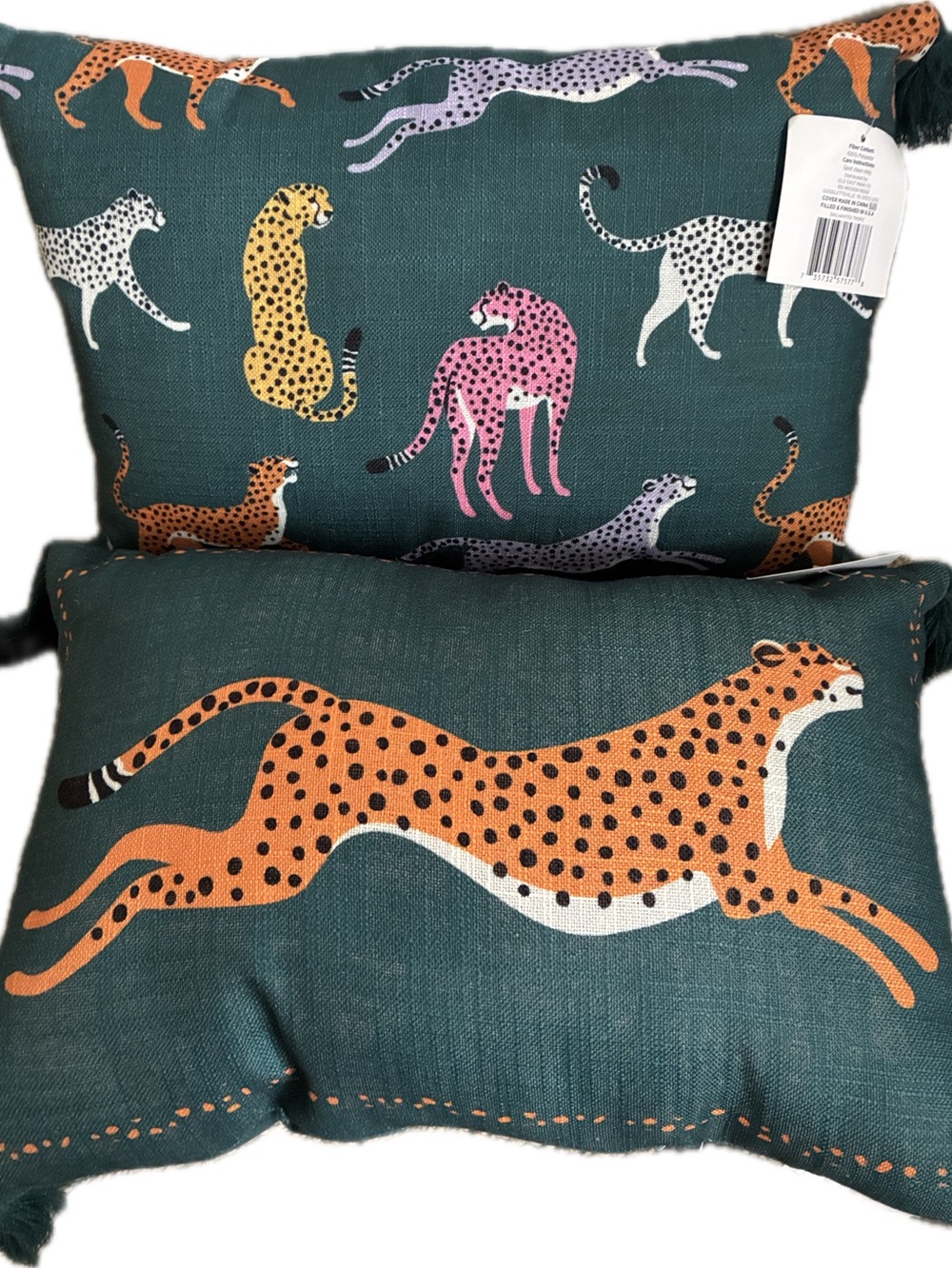 Teal Cheetah Print Decorative Throw Pillows (set of 2)